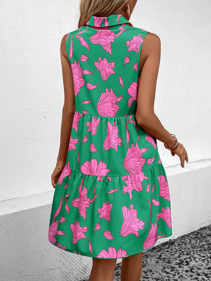 EMERY ROSE Floral Print Ruffle Hem Smock Dress