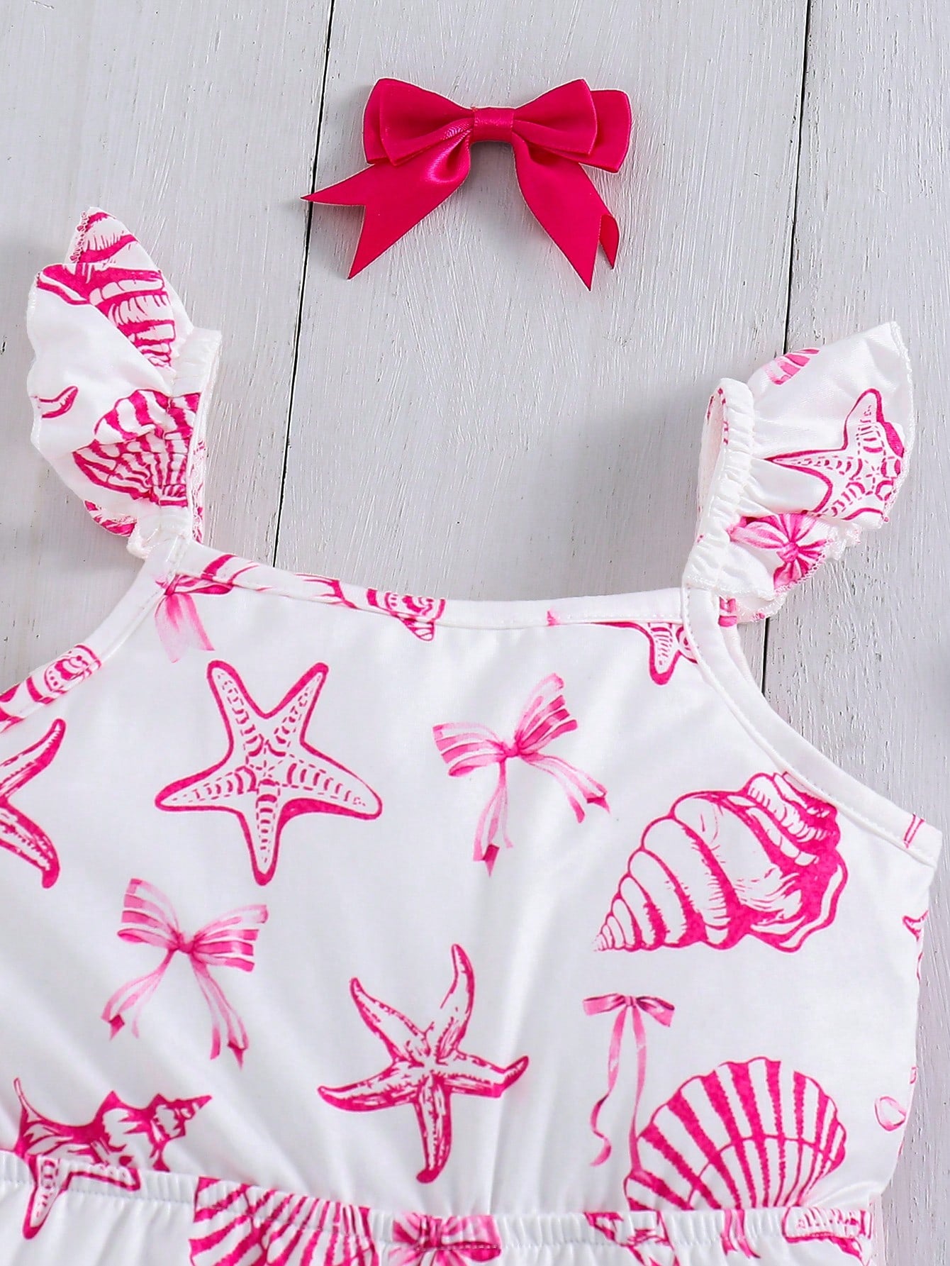 Emery Rose Kids Emery Rose Kids Babygirl Casual Knit Elastic Cute Cartoon Pattern Camisole Romper,Suitable For Summer Beach Baby Girl Outfit Sets Sea Animal Clothes Ocean Print 2t