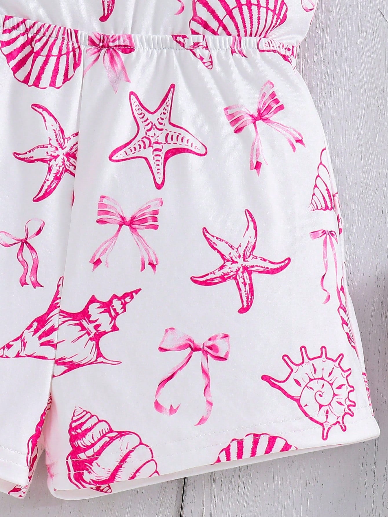 Emery Rose Kids Emery Rose Kids Babygirl Casual Knit Elastic Cute Cartoon Pattern Camisole Romper,Suitable For Summer Beach Baby Girl Outfit Sets Sea Animal Clothes Ocean Print 2t