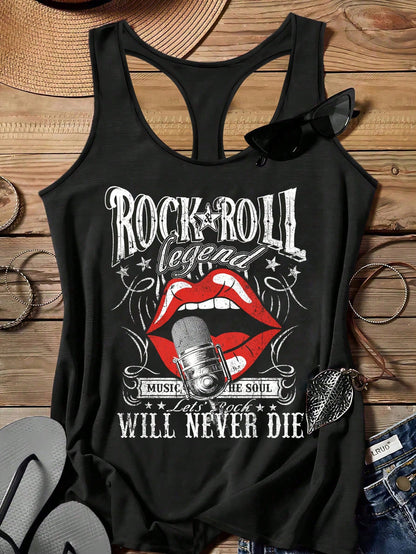 EMERY ROSE Music Festival Floral & Skull Print Casual Minimalist Camisole Tank Top, Plus Size, Suitable For Summer Back To School,Vacation/Spring