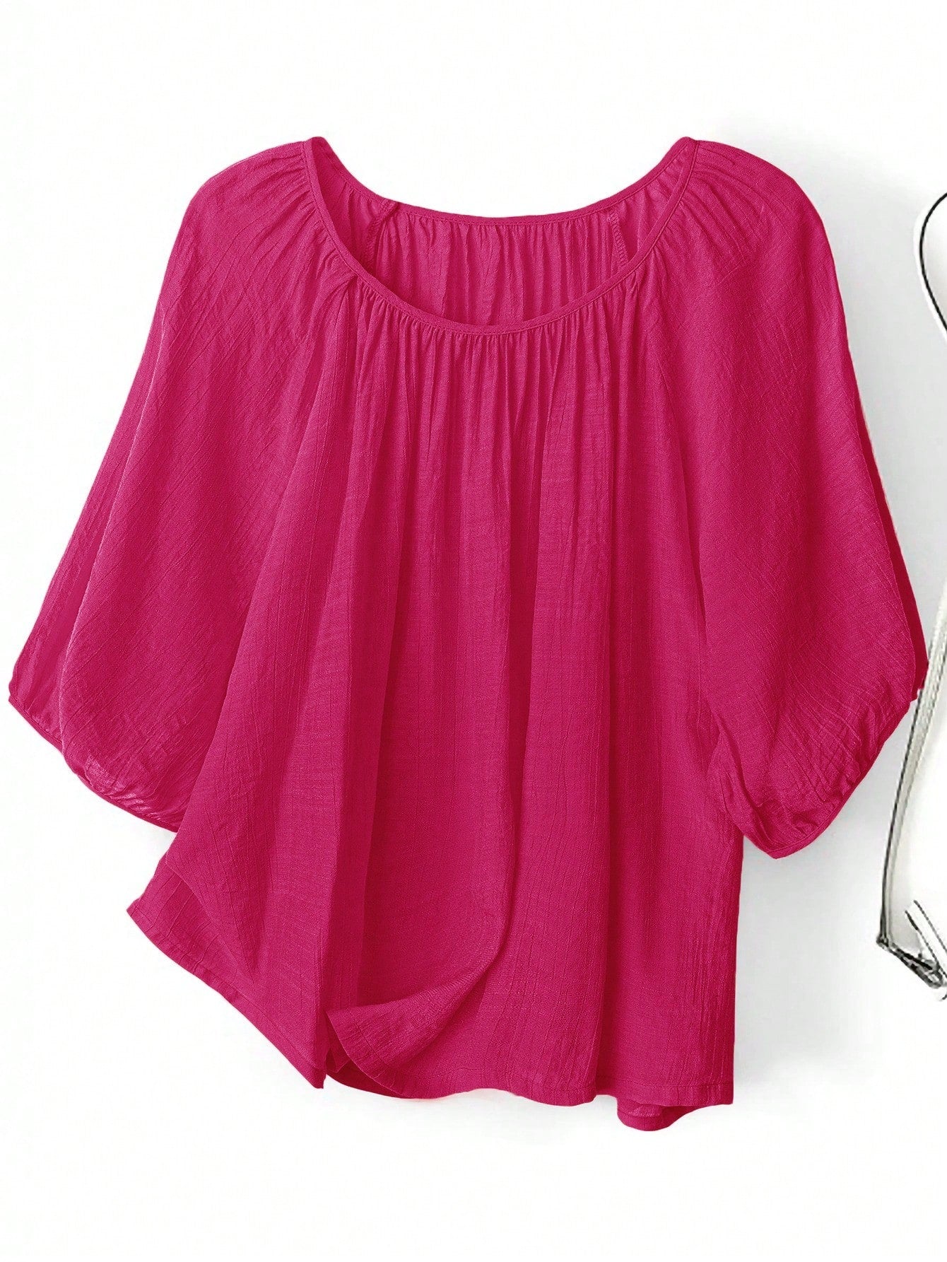 EMERY ROSE Plus Size Solid Color Loose Casual Vacation Shirt