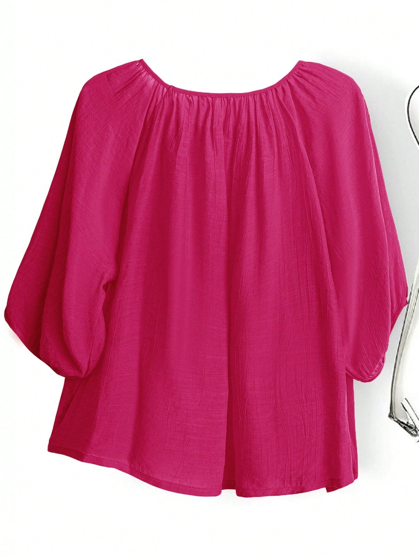 EMERY ROSE Plus Size Solid Color Loose Casual Vacation Shirt