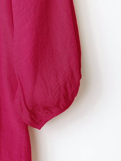 EMERY ROSE Plus Size Solid Color Loose Casual Vacation Shirt