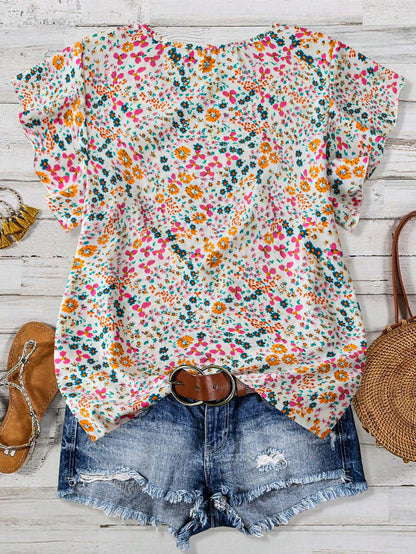 EMERY ROSE Plus Size Summer Short Sleeve Simple Casual Everyday Blouse