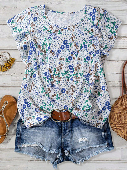 EMERY ROSE Plus Size Summer Short Sleeve Simple Casual Everyday Blouse