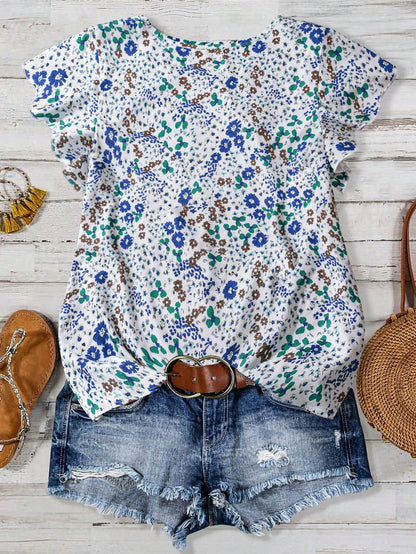 EMERY ROSE Plus Size Summer Short Sleeve Simple Casual Everyday Blouse