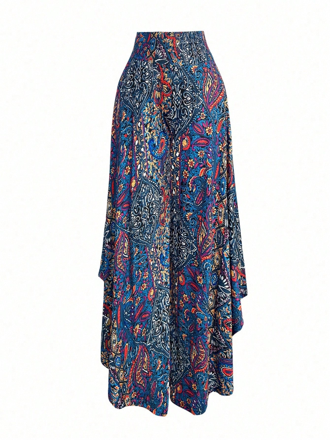 EMERY ROSE Women's Casual Paisley Print Asymmetric Hem Wide Leg Pants, For Resort Wear Fall Cloth For Women