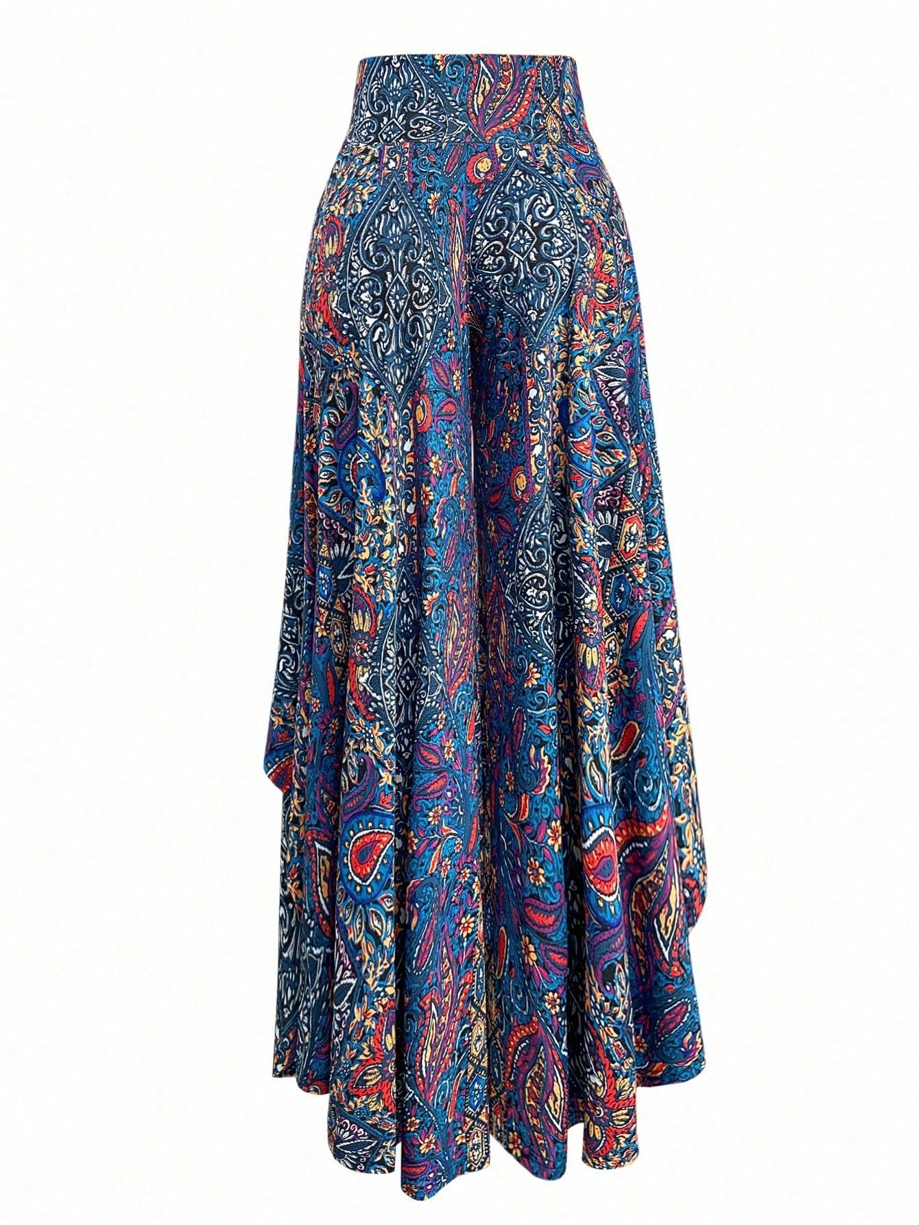 EMERY ROSE Women's Casual Paisley Print Asymmetric Hem Wide Leg Pants, For Resort Wear Fall Cloth For Women