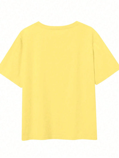 EMERY ROSE Women's Casual Striped Short-Sleeved T-Shirt, Loose Round Neck Design, Machine Washable, Suitable For All Seasons, Comfortable And Cute, Retro Style.