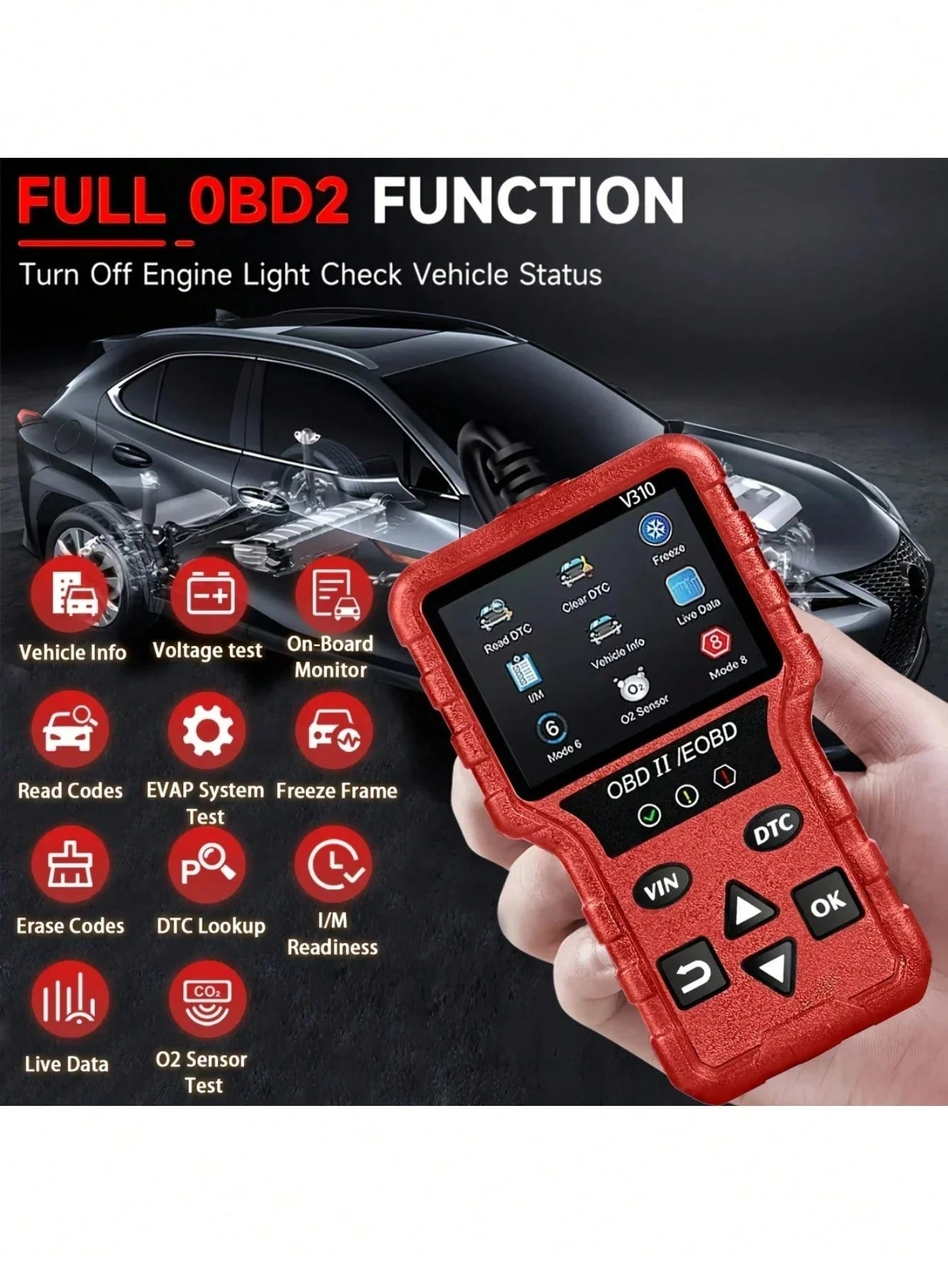 Enhanced OBD2 Scanner Vehicle Code Reader Check Engine Light Fault Reader Diagnostic Scan Tool Automotive OBD II Scanner