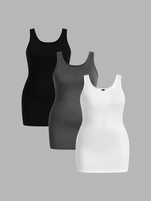 Essnce 3 Pcs/Set Plus Size Women's Summer Fashion Casual Sports Commuting Versatile Tank Top