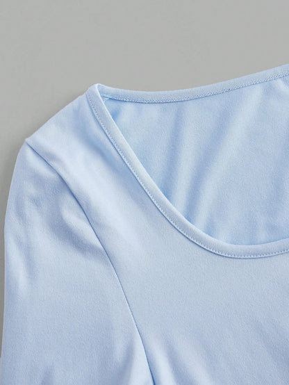 Essnce 4pcs/Set Casual Minimalist Multi-Color Slim Fit Crew Neck Long Sleeve Tees For Women, Autumn/Winter