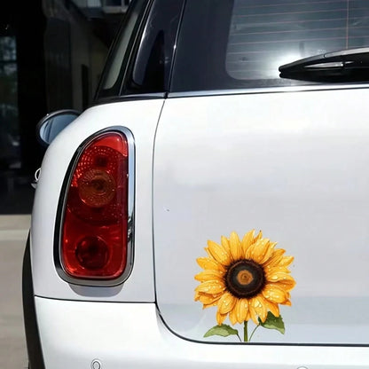 Exquisite Waterproof Car Stickers Featuring Sunflower And Water Droplet Patterns, Suitable For Cars And Laptops. Smooth And Scratch-Resistant Coating, Adding Irresistible Charm To Your Beloved Car! Pe
