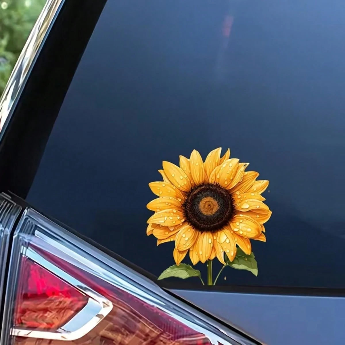 Exquisite Waterproof Car Stickers Featuring Sunflower And Water Droplet Patterns, Suitable For Cars And Laptops. Smooth And Scratch-Resistant Coating, Adding Irresistible Charm To Your Beloved Car! Pe