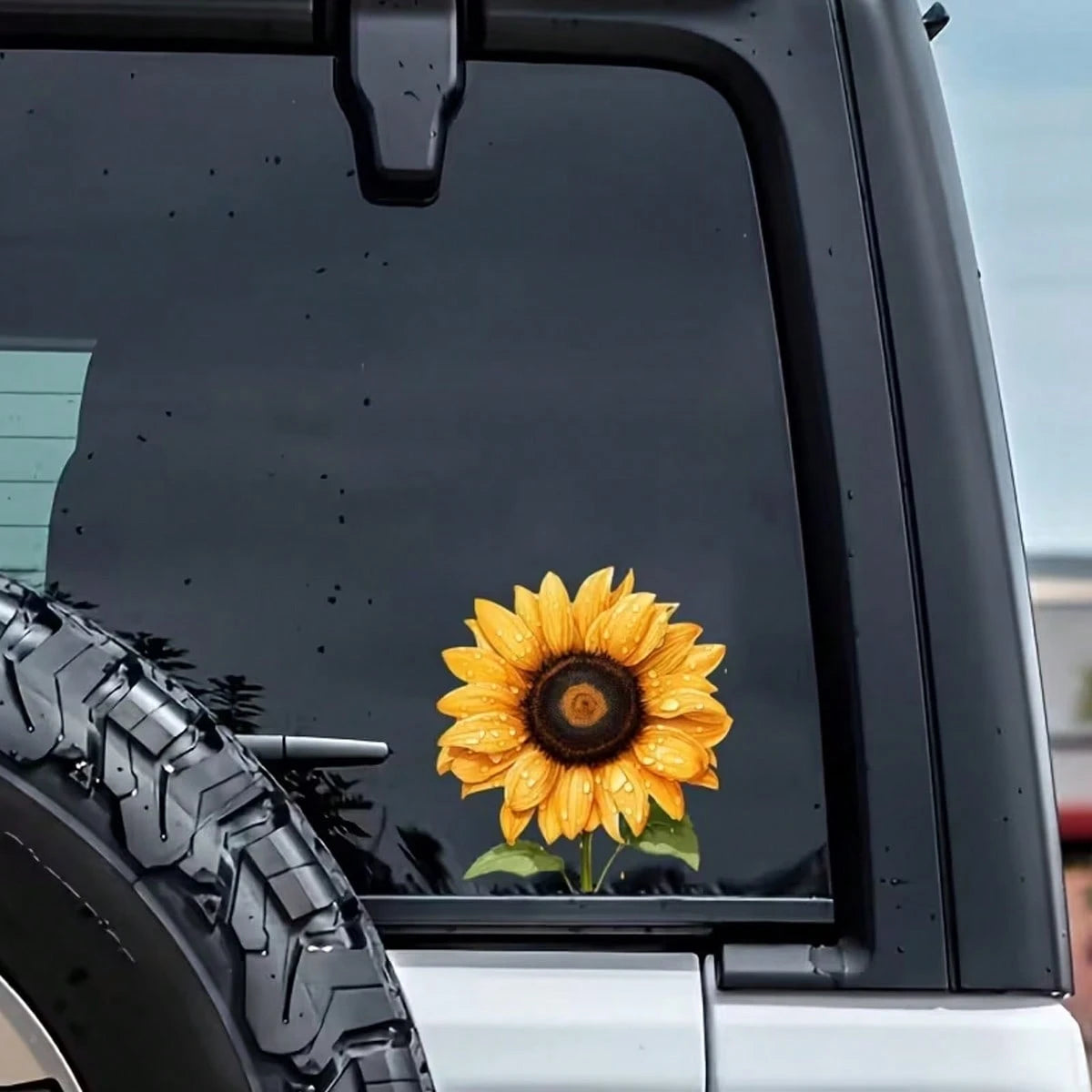 Exquisite Waterproof Car Stickers Featuring Sunflower And Water Droplet Patterns, Suitable For Cars And Laptops. Smooth And Scratch-Resistant Coating, Adding Irresistible Charm To Your Beloved Car! Pe