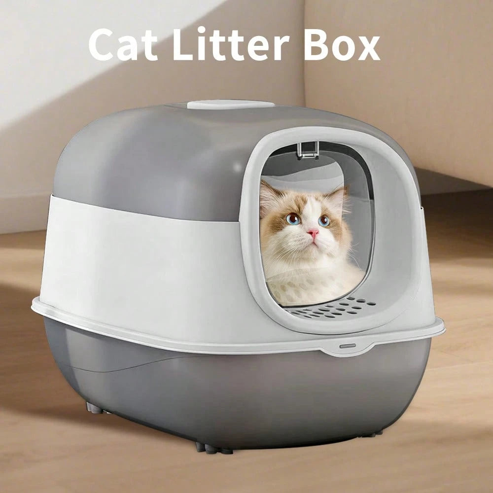 Extra Large Enclosed Cat Litter Box, Anti-Splash, Removable Flip-Up Toilet With Litter Scoop Pet Litter Box Fully Enclosed Spillproof Deodorant Cat Toilet Two-Way Shovel Large Capacity Cat Toilet Litt