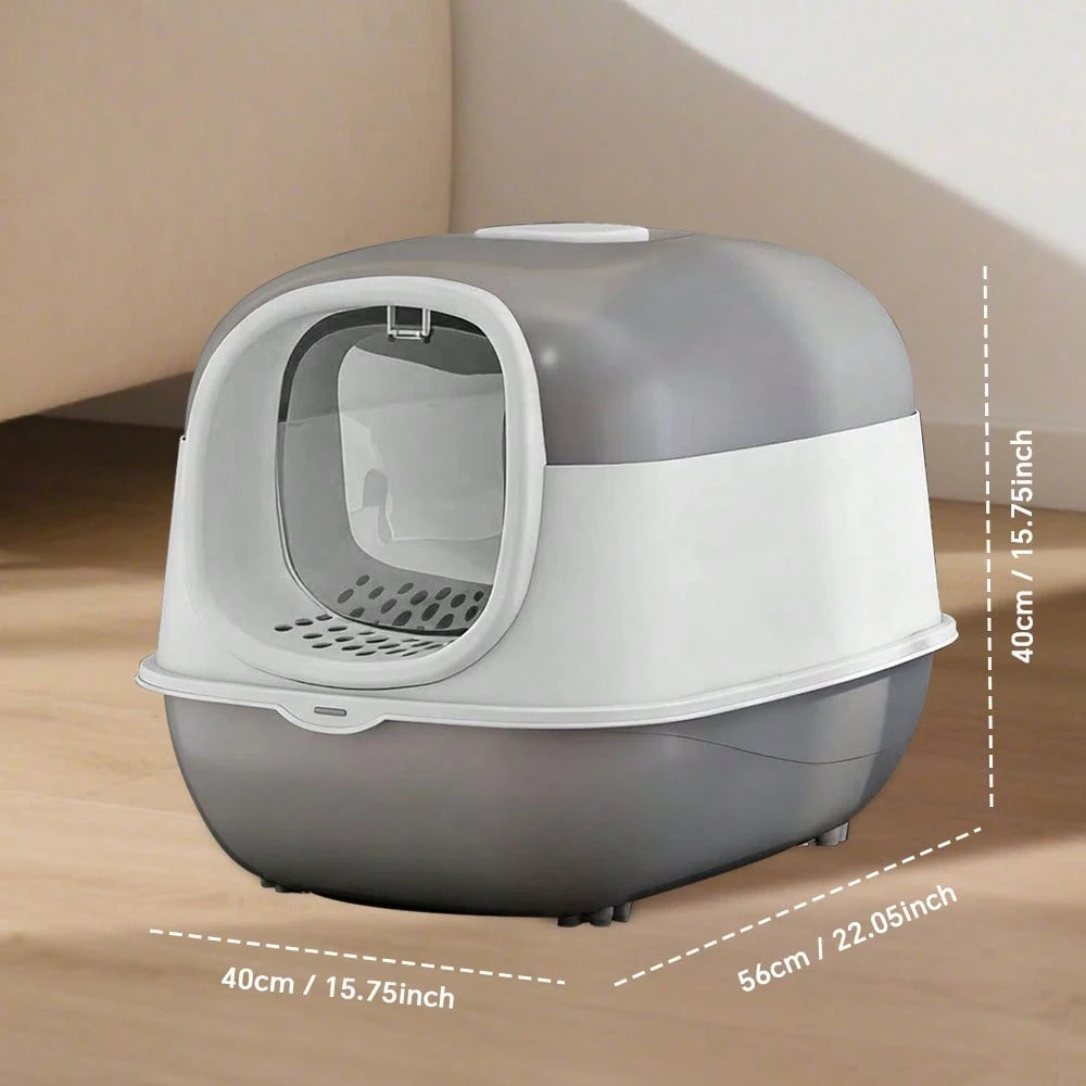 Extra Large Enclosed Cat Litter Box, Anti-Splash, Removable Flip-Up Toilet With Litter Scoop Pet Litter Box Fully Enclosed Spillproof Deodorant Cat Toilet Two-Way Shovel Large Capacity Cat Toilet Litt