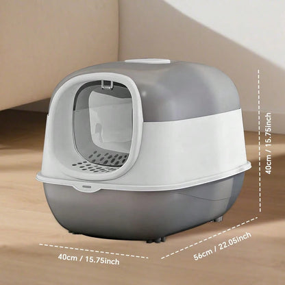 Extra Large Enclosed Cat Litter Box, Anti-Splash, Removable Flip-Up Toilet With Litter Scoop Pet Litter Box Fully Enclosed Spillproof Deodorant Cat Toilet Two-Way Shovel Large Capacity Cat Toilet Litt
