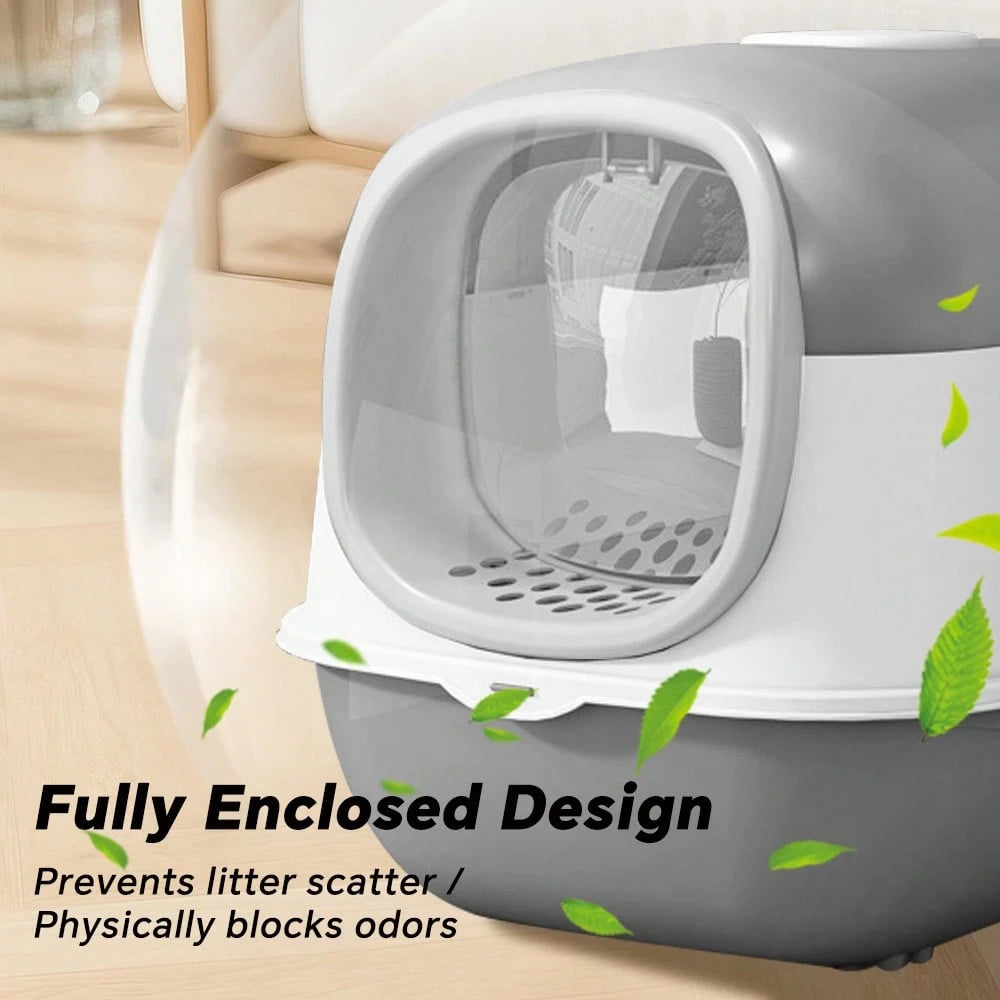 Extra Large Enclosed Cat Litter Box, Anti-Splash, Removable Flip-Up Toilet With Litter Scoop Pet Litter Box Fully Enclosed Spillproof Deodorant Cat Toilet Two-Way Shovel Large Capacity Cat Toilet Litt