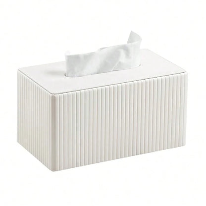 Extra Large Tissue Box Cover For Standard Size 180 To 230 Count Box Of Tissues, PU Leather Rectangle Tissue Holder With Magnetic Closure (Ivory)