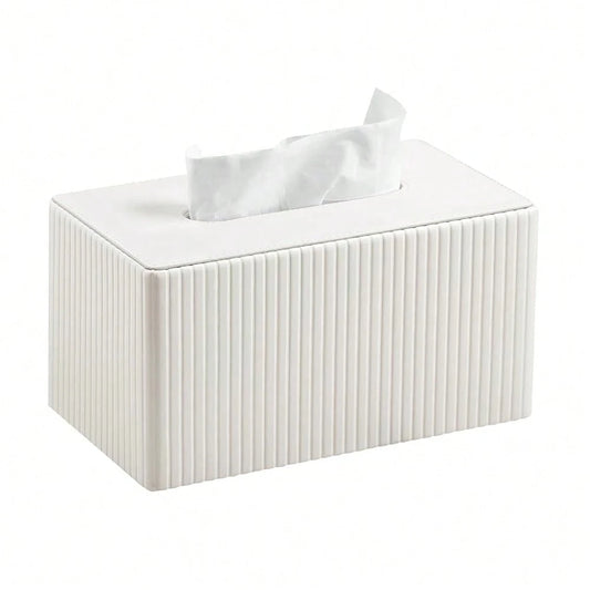 Extra Large Tissue Box Cover For Standard Size 180 To 230 Count Box Of Tissues, PU Leather Rectangle Tissue Holder With Magnetic Closure (Ivory)