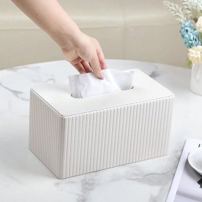 Extra Large Tissue Box Cover For Standard Size 180 To 230 Count Box Of Tissues, PU Leather Rectangle Tissue Holder With Magnetic Closure (Ivory)