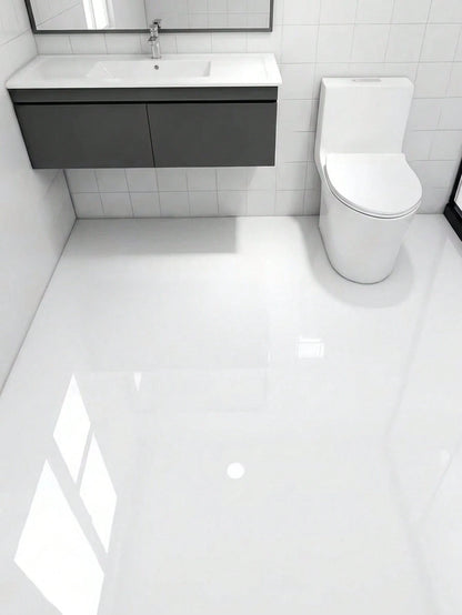 Extra Thick Glossy White Flooring And Wall Sticker- Removable And Peelable Vinyl Flooring, Wear-Resistant, Waterproof, Stain-Resistant, Easy To Clean And Maintain, Suitable For Bathroom, Kitchen, Liv