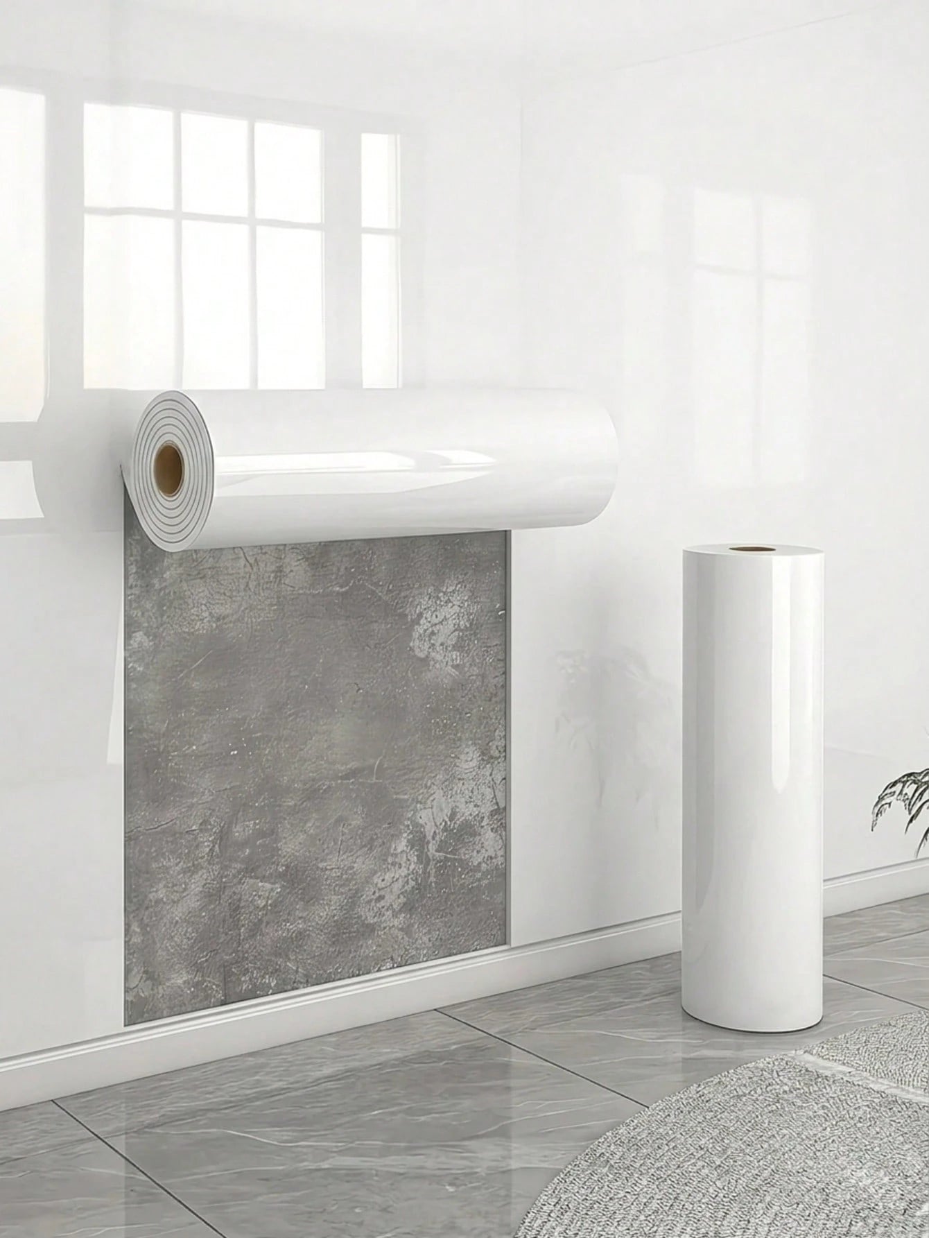 Extra Thick Glossy White Flooring And Wall Sticker- Removable And Peelable Vinyl Flooring, Wear-Resistant, Waterproof, Stain-Resistant, Easy To Clean And Maintain, Suitable For Bathroom, Kitchen, Liv