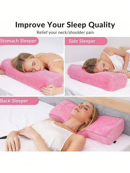 Eyelash Extension Pillow With Neck Support, Non-Deforming High-Resilience Beauty Salon Eyelash Pillow, Comfortable Velvet Memory Foam Eyelash Extension Pillow, Ergonomic Neck Cushion For Eyelash Exten