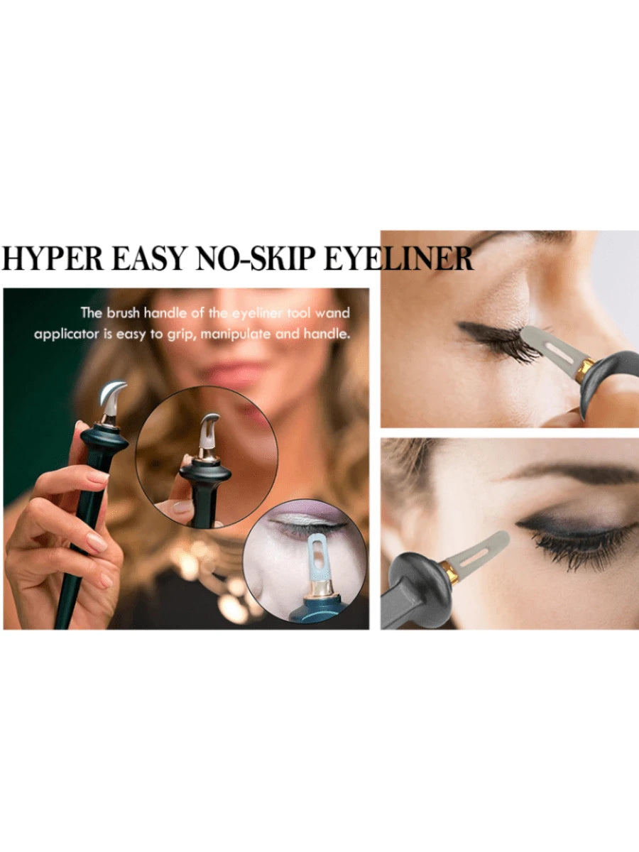 Eyeliner Applicator Kit, Eyeliner Tool With Eyeliner Cream Eyeliner Gel Reusable Silicone Eye Liner Applicator Waterproof Eyeliner Easy No-Skip (Eyeliner Tool +Eyeliner Creams),Eyebrow Brush,Eyeshadow