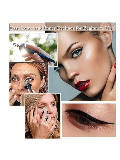 Eyeliner Applicator Kit, Eyeliner Tool With Eyeliner Cream Eyeliner Gel Reusable Silicone Eye Liner Applicator Waterproof Eyeliner Easy No-Skip (Eyeliner Tool +Eyeliner Creams),Eyebrow Brush,Eyeshadow