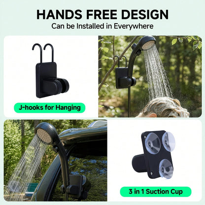 EZIFY 6000mAh Rechargeable Portable Camping Shower Set, 4 Spray Modes, 120 Minutes Long Battery Life, IPX7 Waterproof Compact Outdoor Shower, Multipurpose For Camping, Hiking, Beach, Car Washing, Pet