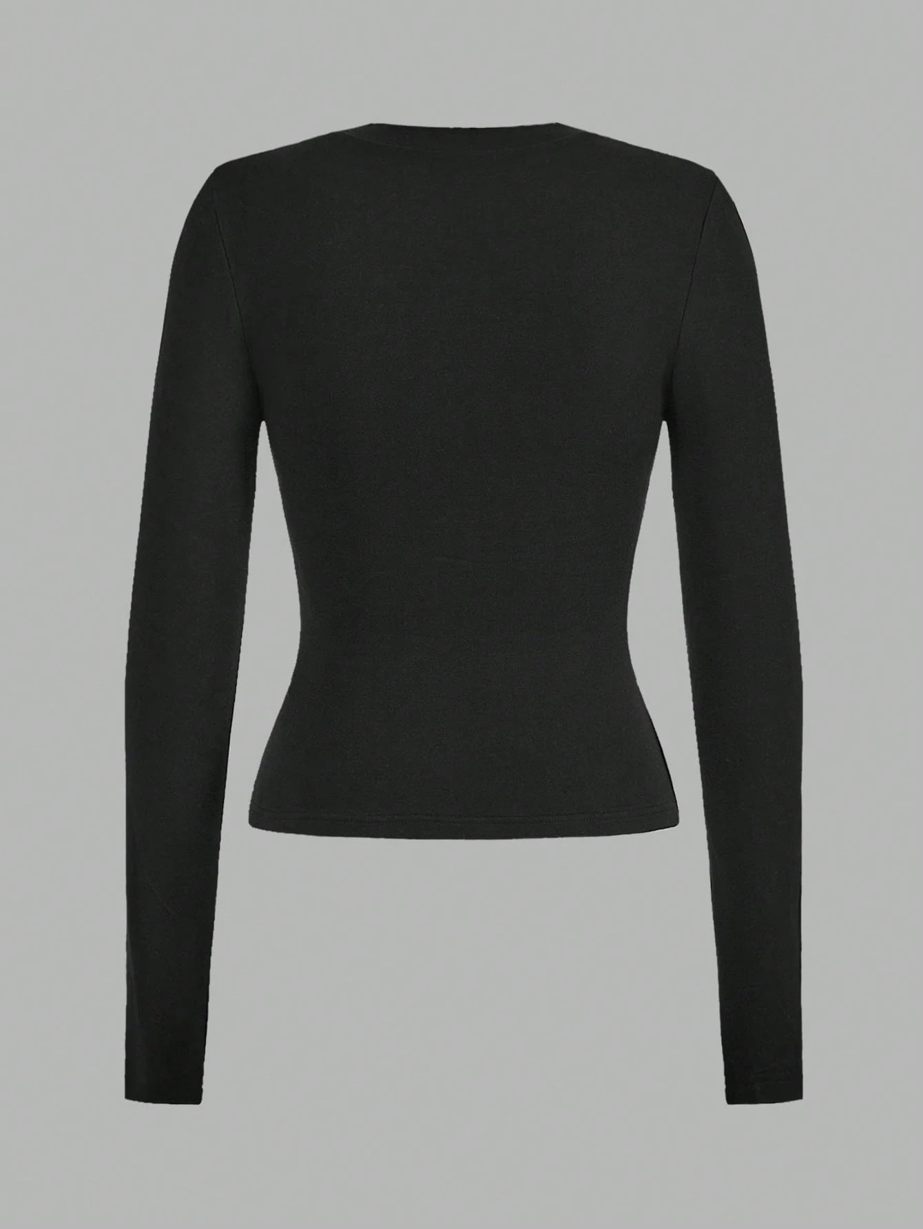 EZwear 2pcs Set Casual Minimalist Long Sleeve Plus Size T-Shirts, Black & Gray, Autumn/Winter Fall