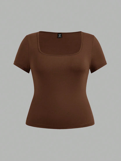 EZwear 3pcs/Set Crew Neck Short Sleeve Cropped Casual T-Shirt Pullover, Suitable For Summer, Plus Size Suitable For Going Out
