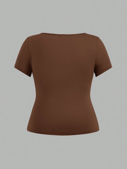 EZwear 3pcs/Set Crew Neck Short Sleeve Cropped Casual T-Shirt Pullover, Suitable For Summer, Plus Size Suitable For Going Out