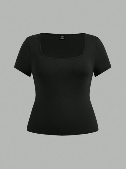 EZwear 3pcs/Set Crew Neck Short Sleeve Cropped Casual T-Shirt Pullover, Suitable For Summer, Plus Size Suitable For Going Out