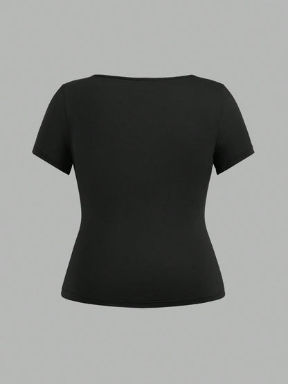 EZwear 3pcs/Set Crew Neck Short Sleeve Cropped Casual T-Shirt Pullover, Suitable For Summer, Plus Size Suitable For Going Out