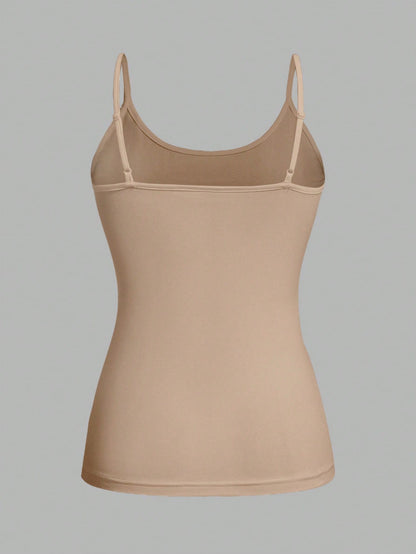EZwear 4pcs/Set Plus Size Women Solid Color Casual Tight-Fitting Camisole Top, Versatile For Spring/Summer