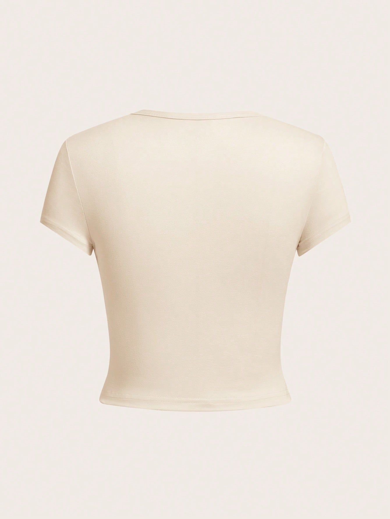 EZwear 4pcs/Set Solid Color Cropped Round Neck Short Sleeve Fitted Women T-Shirt, Suitable For Summer