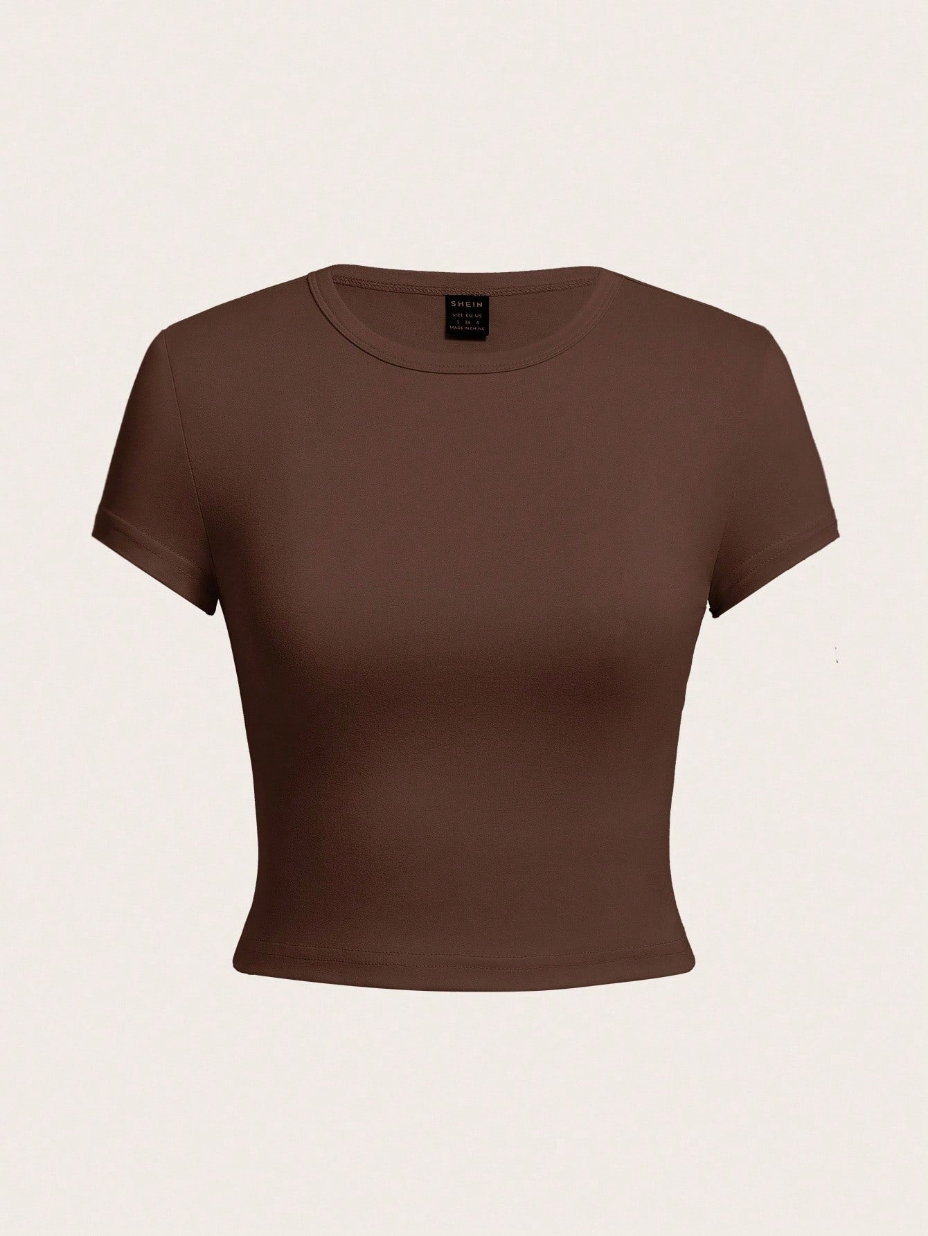 EZwear 4pcs/Set Solid Color Cropped Round Neck Short Sleeve Fitted Women T-Shirt, Suitable For Summer