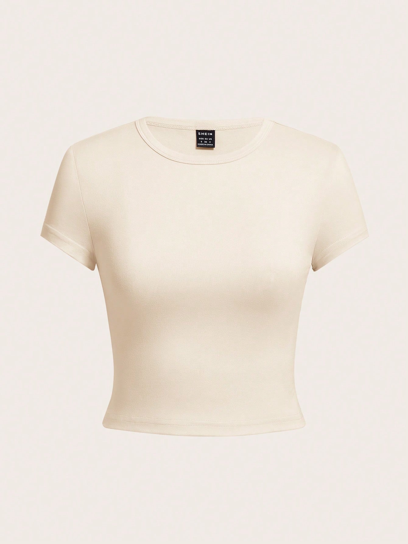 EZwear 4pcs/Set Solid Color Cropped Round Neck Short Sleeve Fitted Women T-Shirt, Suitable For Summer