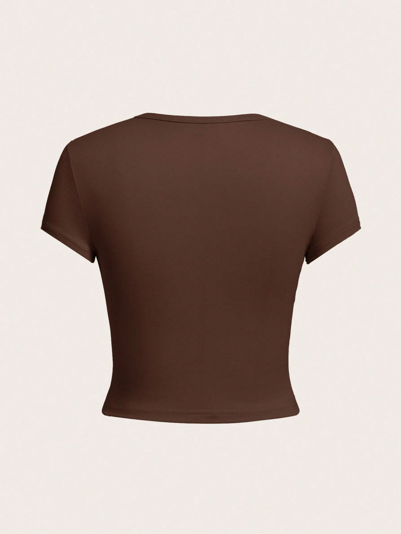 EZwear 4pcs/Set Solid Color Cropped Round Neck Short Sleeve Fitted Women T-Shirt, Suitable For Summer