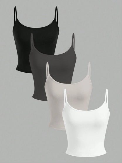 EZwear 4pcs Women's Cropped Casual Camisole Set Spring