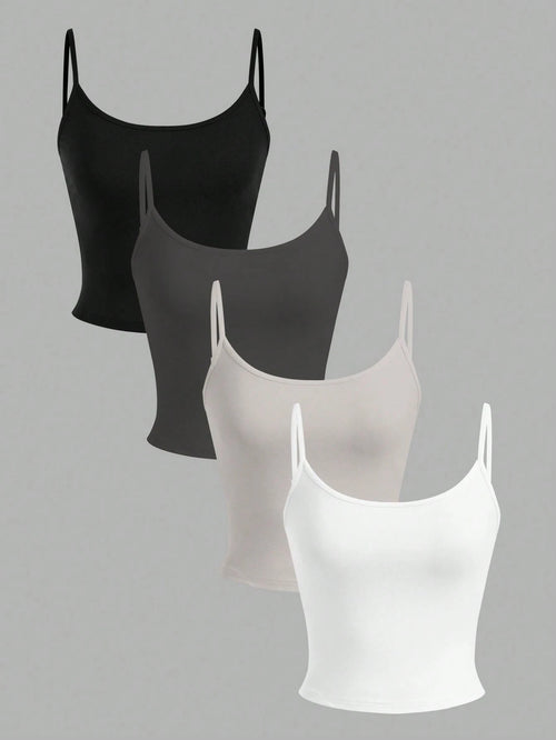 EZwear 4pcs Women's Cropped Casual Camisole Set Spring