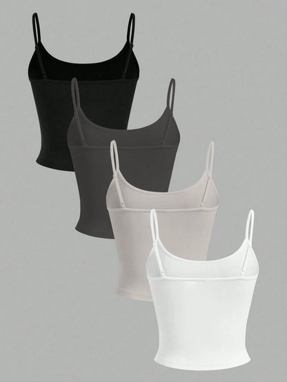 EZwear 4pcs Women's Cropped Casual Camisole Set Spring