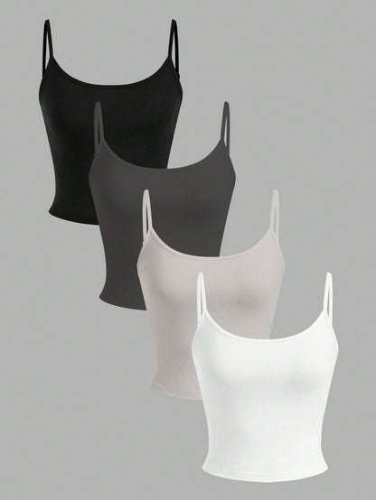 EZwear 4pcs Women's Cropped Casual Camisole Set Spring