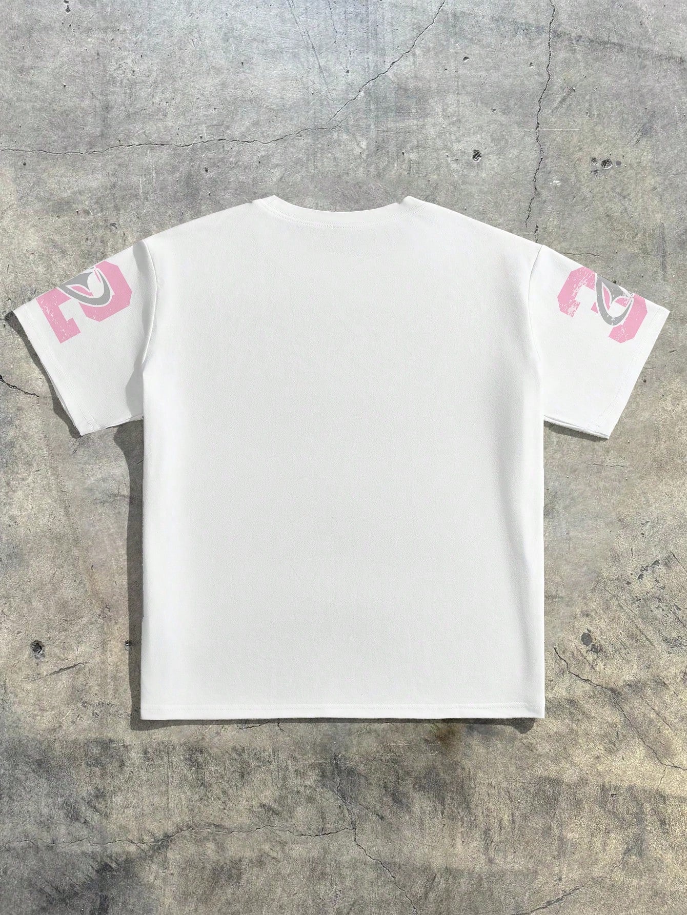EZwear Casual Street Style, Sports Style, Pink Numeric Placement Print Pattern, Minimalist Round Neck Short Sleeve Loose T-Shirt, Unisex, Suitable For Summer