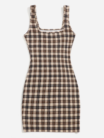 EZwear Plaid Print Cami Dress,Tea Party Dress,Summer Dresses For Women