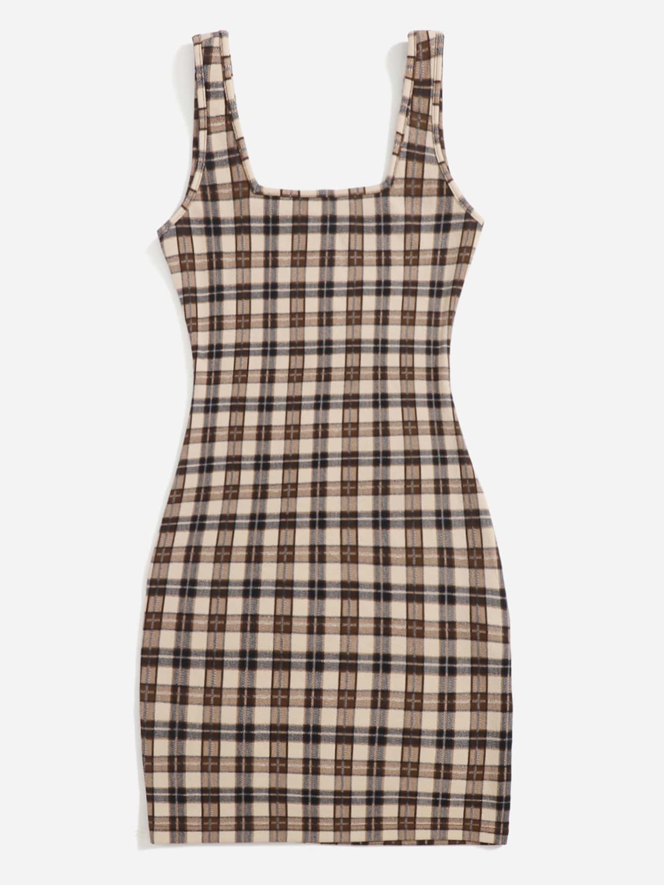 EZwear Plaid Print Cami Dress,Tea Party Dress,Summer Dresses For Women