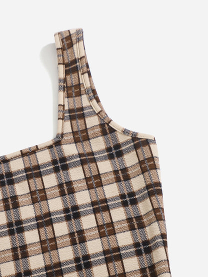 EZwear Plaid Print Cami Dress,Tea Party Dress,Summer Dresses For Women